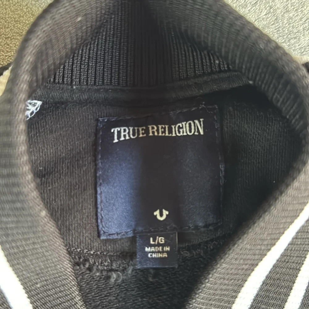 True Religion Black and White Varsity Jacket